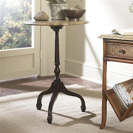 Round Accent Table with Marble Top